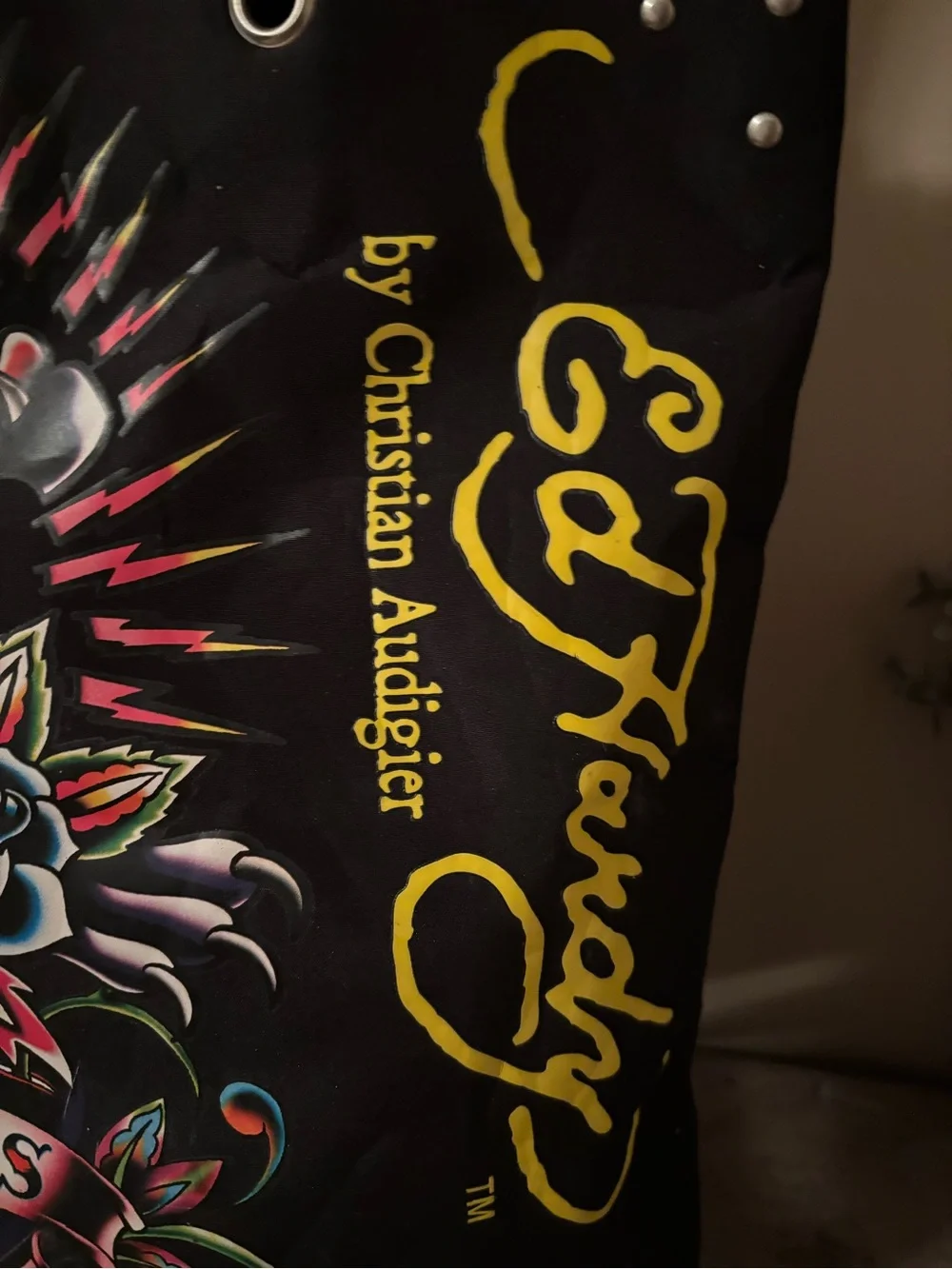 ED HARDY VINTAGE BLACK CANVAS TOTE